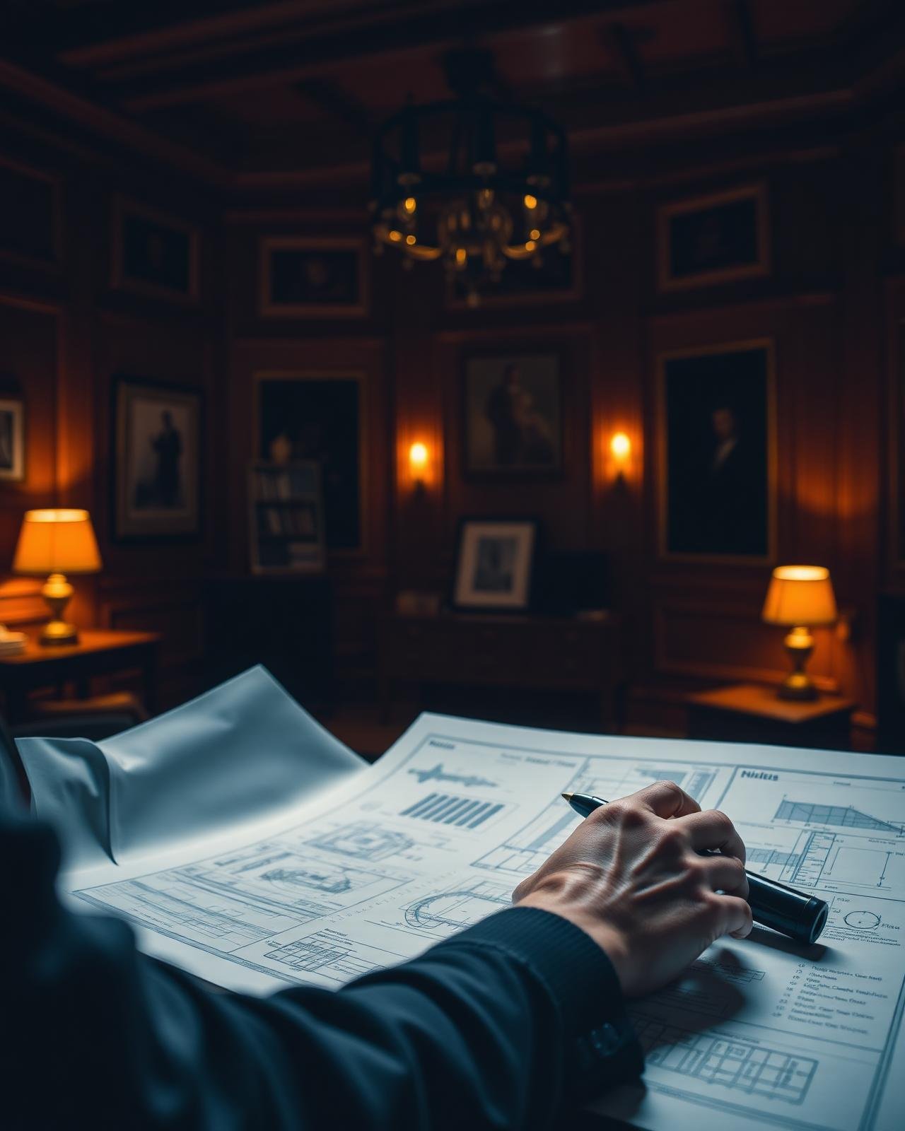 Architect detailing luxury interior plans
